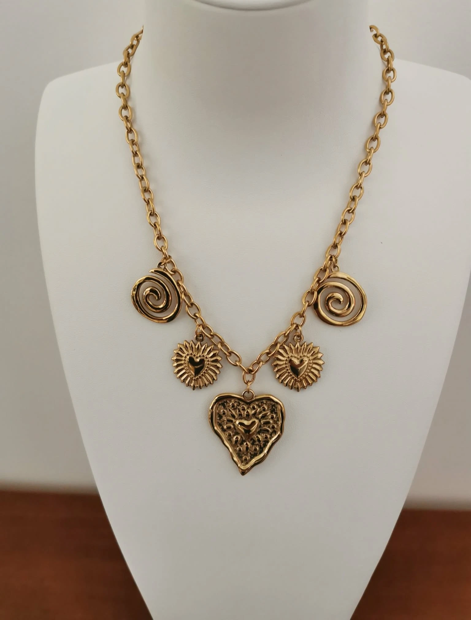 Collier en Acier Inoxydable Avec charmes élégant